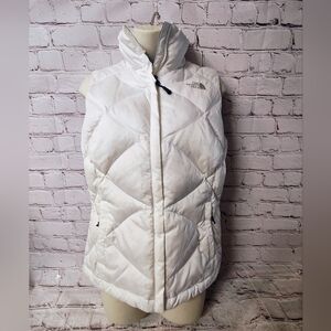 The Northface Womens 550 White Quilted Puffer Down Filled Jacket Vest Winter